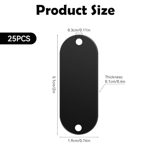 Aluminum Engraving Blanks - 25 Black Metal Stamping Blanks - Rectangle Laser Engraving Tags with 2 Holes for Jewelry, Pet ID, Military Dog Tags, DIY Leather Art Craft Projects