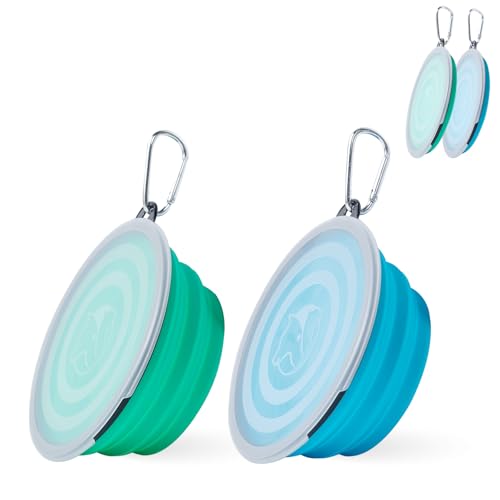 Gamelles Pliables Bol avec Couvercle Chien Bols d’Eau pour Chiots Voyage Bol pour Chat et Chien Hauteur du Bol Peut Ajustée Léger Protable pour La Marche...