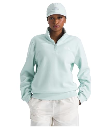 The North Face Women's Evolution Simple Dome 1/4 Zip - Casual Quarter Zip Pullover Sweater, Soft Fabric, Embroidered Logo, Opal Frost, X-Large