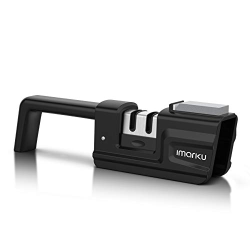Kitchen Knife Sharpener, imarku 3-Stage Knife sharpener with Sharpening Stone, Foldable Chef Knife Sharpener Help Repair, Restore and Polish Blades for Chef & Home