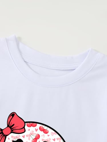 Girl's Cute Cherry Smiley Face Print Short Sleeve Graphic T-Shirt4