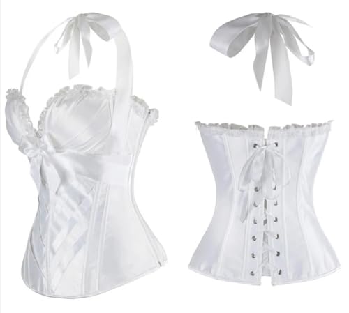 Fashion Women'S Corset Top Sexy Cup Halter Lace Up Satin Overbust Corset Lace Up Bustier Waist Cincher Body Sh2