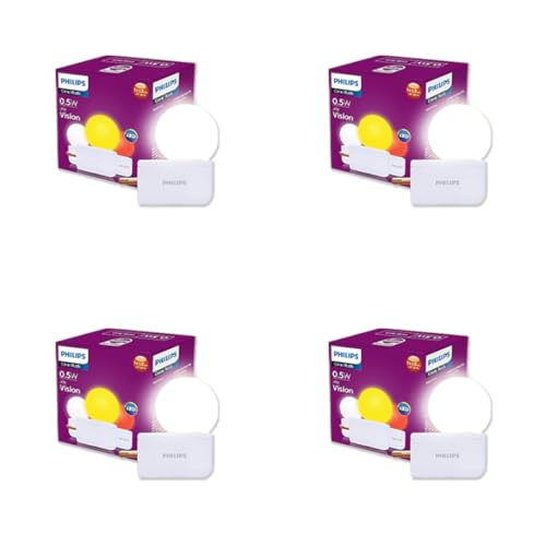 Image of Philips Joy Vision Coral Rush 0.5W LED Night Lamp | Soft White Glow | Energy Efficient | Plug-in Prong Design | Ideal for Bedroom, Kids Room & Hallway (White, Pack of 4)