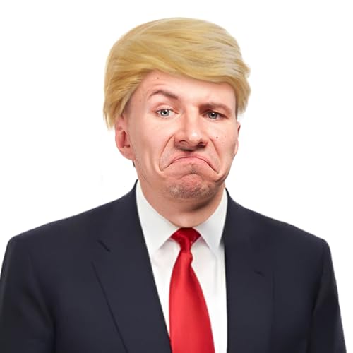 Trump Perücke Halloween Lustige Donald Präsident Kostüm für Erwachsene Prominente Party Blonde Perücke Kleidung für Männer und Frauen (Perücke)