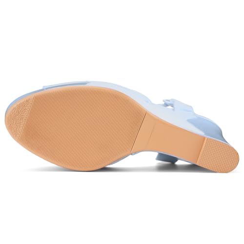 Image of Women's Dressy Platform Wedge Sandals Gold Wedges Peep Toe Patent High Heels Slingback Heeled Comfortable Ankle Strap Shoes