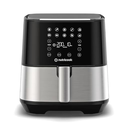 NUTRICOOK 1700 Watts, Stainless Steel Digital Control Panel Display, 10 Preset Programs with built-in Preheat function, Brush Air Fryer 2 (AF205, 5.5 L)