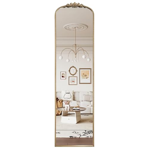WallBeyond Arched Full Length Mirror Wall Mounted, 21x78 Inch Gold Antique Mirror, Vintage Metal Frame Full Body Mirro for Bedroom, Living Room, Hanging or Leaning