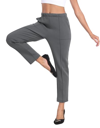 Pull-On Dress Pants for Women Casual Travel Business Work Trousers High Waisted Stretch Pant with Pockets4