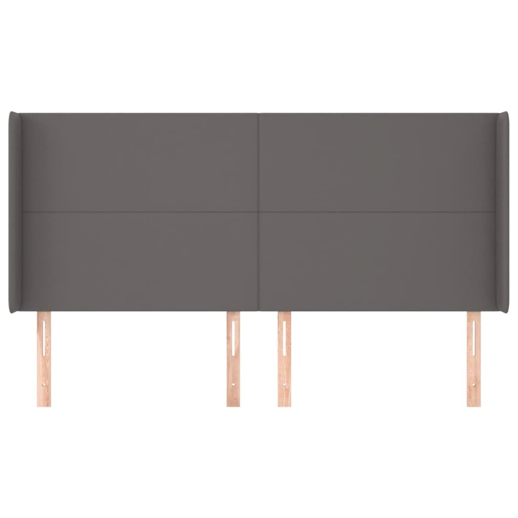 Kopfteil mit Ohren Grau 183x16x118/128 cm Kunstleder Bettkopfteil Höhenverstellbar Gepolstertes Rückenteil für Boxspringbett und Gestelle Schlafzimmer Zubehör