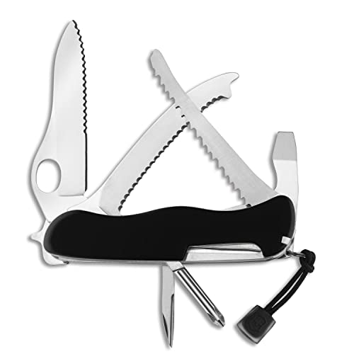 Image of Victorinox Rescue Tool with Nylon Pouch Swiss Army Knife, 13 Functions, Swiss Made Pocket Knife with Seatbelt Cutter and Glass Saw - Black