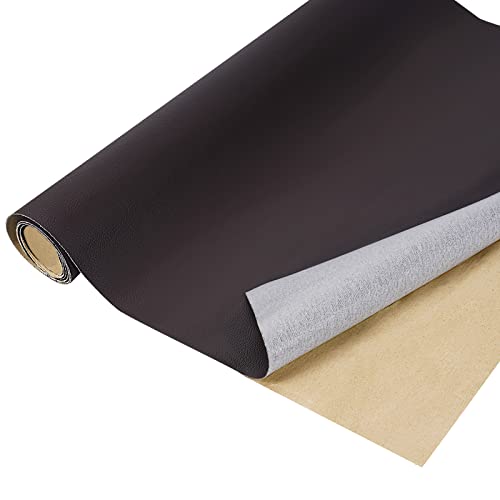 厚さ0.8mm 合皮の補修シート厚手 貼るレザー 合皮 生地ソファー補修シール 合皮補修シート フェイクレザー生地 柔らかめ 耐久性 接着性 大判 135cm×50cm ダークブラウン L2