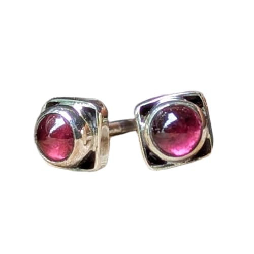 Boucles d'oreilles grenat naturel et argent 925 de haute joaillerie