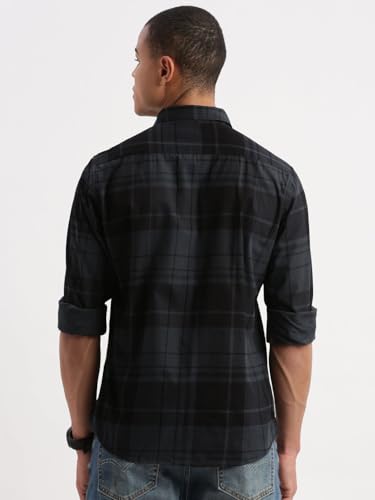 Image of SHOWOFFFF Men Check Print Casual Shirt | Spread Collar Full Sleeves Cotton Shirt for Mens | Slim Fit Regular Length Shirt for Men's