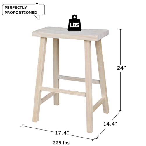 Taburete Asiento Silla de Madera Maciza IC INTERNATIONAL CONCEPTS, 24", Sin terminar miniatura 3