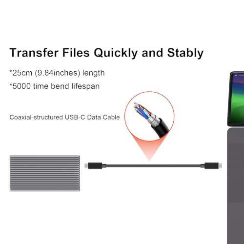 Qwiizlab Fanless 40Gbps USB4 SSD Enclosure with Aluminum Chasiss, Compatible with Thunderbolt 5/4/3. Supports PCIe M.2 NVMe up to 8TB, Gray (SSD Not Included) - Image 7