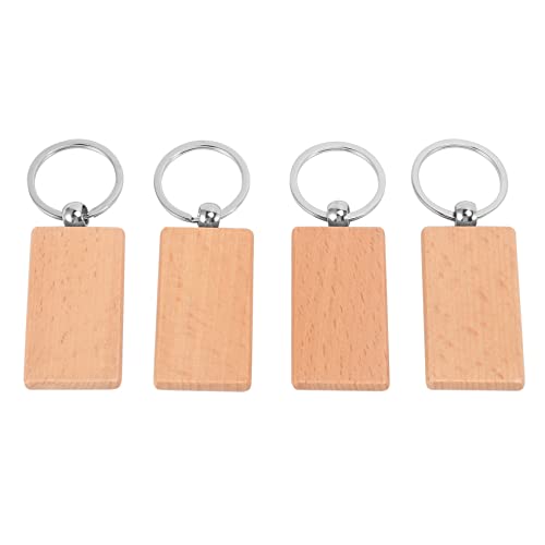 TOBEOME 60 Unids Rectángulo en de Madera Llaveros de Madera Bricolaje Etiquetas Clave Puede Grabar Regalos Bricolaje