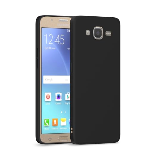 Image of Outlouders Back Cover for Samsung Galaxy J7 2015 / J7 / J7 Nxt | Camera Protection | Durable Soft Matte Silicone Bumper Case (Black)