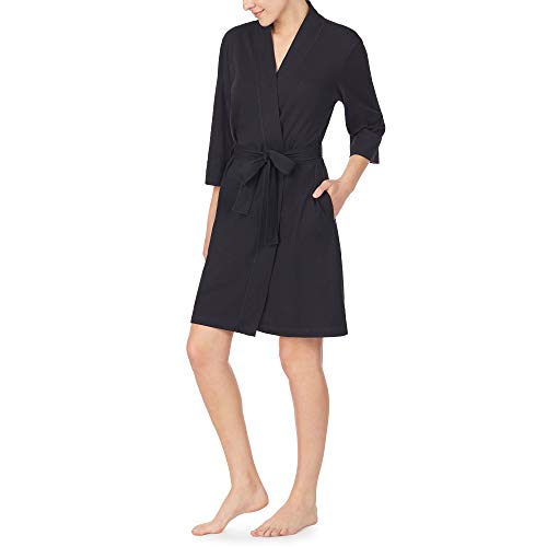 Nautica Women's 100% Cotton Jersey Robe, Black, 2X #TOP2