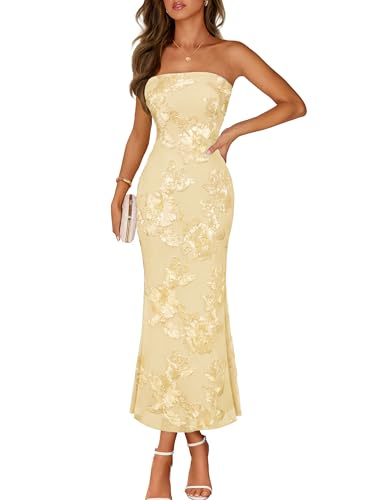 Image of MEROKEETY Women's Summer Floral Wedding Guest Cocktail Maxi Dress