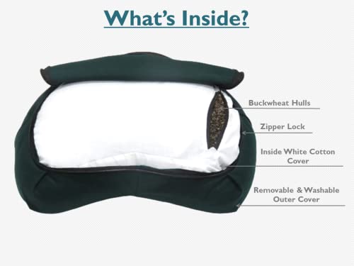 Image of Buckwheat ZAFU Meditation Cushion Filled with Buckwheat Hulls (Crescent - Dark Green)