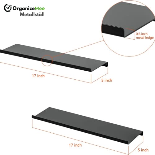 Image of OrganizeMee Metal Wall Mounted Shelves Rack,Bluetooth Speaker,Wi-Fi Camera Stand Corner Floating Shelf for Living Room & Bedroom,Home Decor Items Plant Pot mounting Racks (Black Set of 2)