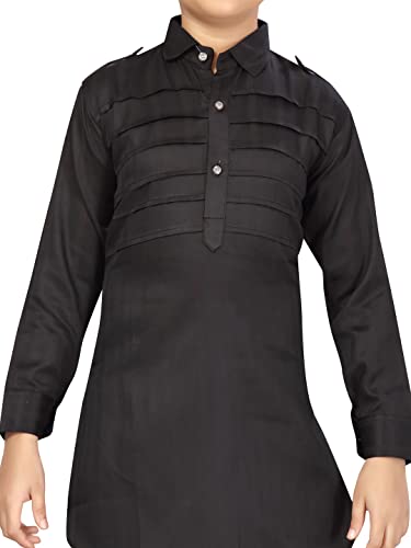 Image of Aarika Boys Black Color Pathani Kurta Pyjama with Cap Set (C PS-JK-102-BLACK-BLACK-9)