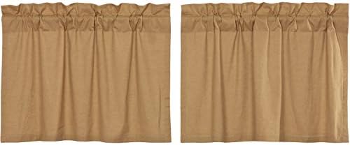VHC Brands Simple Life Flax Solid Color Cotton Linen Blend Farmhouse Kitchen Curtains Rod Pocket Hanging Loops 16x72 Valance Natural Creme White