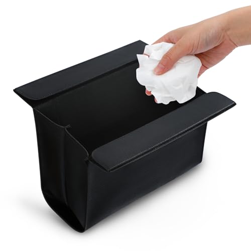 車 ゴミ箱 スリム 車用ゴミ箱 助手席 後部座席 対応 収納 便利グッズ PUレザー 収納 小物入れ カー用品 便利グッズ (黒)