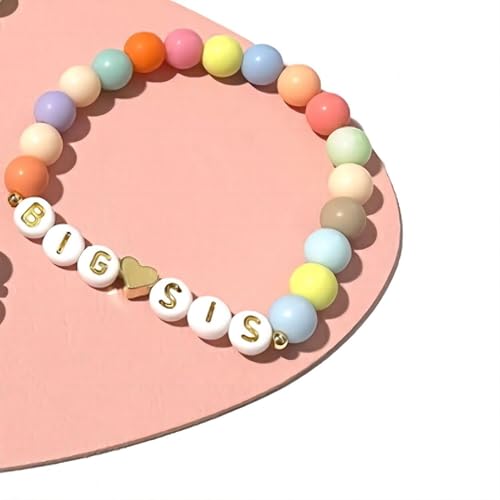 Image of Fuqimanman2020 Big Sister Bracelet Colorful Little Sister Bracelet Letter Beads Bracelet for Sister Jewelry Gift
