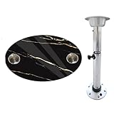 GBPLDMAQ 79.5 x 39.5 cm Wohnmobiltische, Campingtisch für Wohnmobile, Vans und Pickups, Höhenverstellbar, Oval, Schwarz aus Aluminiumlegierung