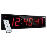 Ivation Oversized Large Digital Wall Clock - Big LED Digital Clock w/Large Display, Shelf or Wall Mount (36 Inch - Red) 6 Brightness Levels | Time Memory | Remote, Mounting Holes & Hardware