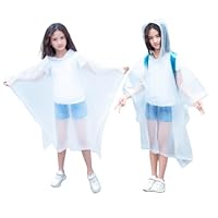 flintronic Kids Waterproof Rain Poncho, Kids Portable Raincoat Rain, Reusable EVA Raincoat for Girls Boys, Lightweight Rainwear Children with Hood and Buttons, for School Outdoor Travel Hiking