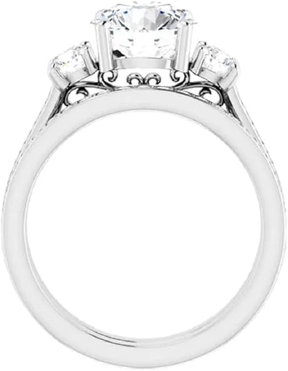 1-5 CT Moissanite Engagement Ring Set for Women | Solitaire Three-Stone Bridal Wedding Set Gifts | 925 Silver, 10K/14K/18K Solid Rose/White/Yellow Gold
