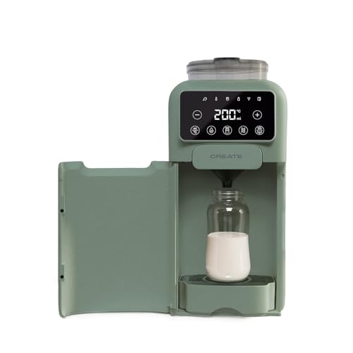 CREATE/BABY THERA MATIC/Preparador de biberones automático con dosificador de fórmula verde sage/Temperatura y dosificación ajustables, diferentes alturas de biberón, autolimpieza, 1350W
