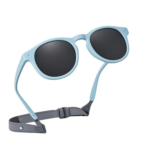 NGUIT Gafas de sol polarizadas para niños de 0 a 2,5 años con protección UV400, montura flexible TPEE, correa ajustable y funda portátil, ideales para viajes, deportes y actividades al aire libre