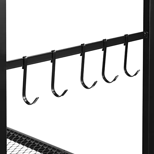 Nananardoso Kitchen Cart On Wheels, 3 Tier Mesh Utility Storage Cart, Wood Look Top And Metal Frame Rolling Pantry Cart For Kitchen, Living Room, Laundry Storage, Rustic Brown. #TOP5