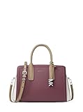 Michael Kors Laila Medium Satchel, Silver-Tone Hardware/Tricolor Embossed Leather/Oxblood Multi