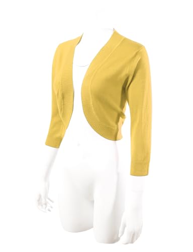 Image of Allsense Women's 3 /4 Sleeve Bolero Shrug for Dresses | Open Front Cropped Cardigan, Lightweight Knit Dress Cover Up