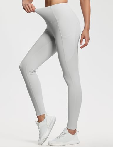 Image of THE GYM PEOPLE Thick High Waist Yoga Pants with Pockets, Tummy Control Workout Running Yoga Leggings for Women