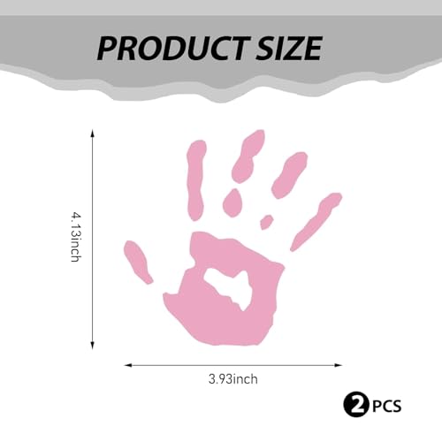 Image of gunhunt 2 PCS Personalized Car Mirror Decorative Sticker, 4.13 inch x 3.93 inch Personalized Hand Print Car Rearview Mirror Decal, Product Compatible with Most Car Models (Pink)