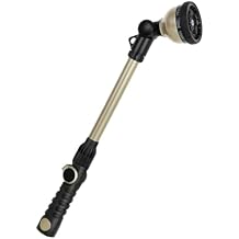 RESTMO Heavy Duty Watering Wand, Metal Garden Hose Wand with 180 Swivel Ratcheting Head, 18-Inch Hose Nozzle Sprayer with 10 Spray Patterns & Thumb Flow Control, Ideal for Hanging Baskets and Shrubs