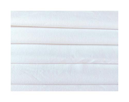Image of Women's Pure Cotton Unstitched Plain Solid White Dress Material Fabric