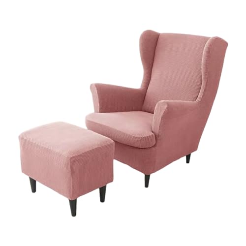 BOKIOESDE 3x Soft And Comfortable Wingback Chair Covers For Ultimate Relaxation Furniture Protection Polyester Easy To Clean, pink