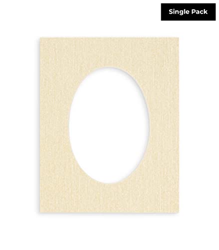 Fresh Linen Canvas Acid Free 8.5x11 Oval Picture Frame Mat with White Core Bevel Cut for 6x8 Pictures - Fits 8.5x11 Frame - Pack of 1 Matboard Show Kit With Acid Free Backing & Clear Bag