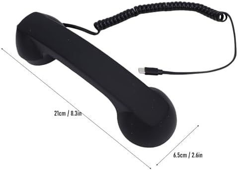 Retro Phone handset USB c Wired, Handheld Receiver with mic Speaker Volume Control, Plug and Play Desk Phone handset for Calls Conference Daily use (Black) — view 7
