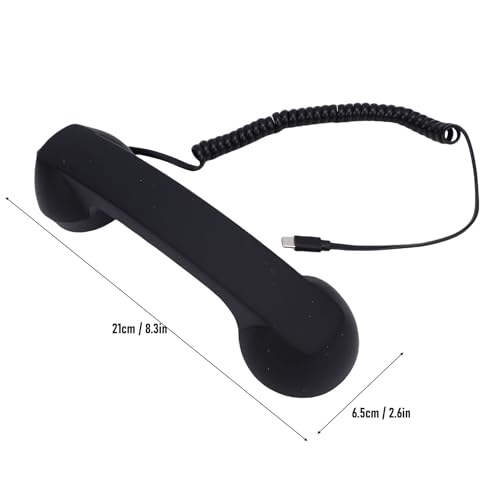 Plyisty USB-C-Retro-Telefonhörer mit Mikrofon-Lautstärkeregelung, Kabelgebundener Vintage-Telefonhörer, Strahlungsreduzierendes Mobiltelefonzubehör der Alten Schule für Anrufe (Black)