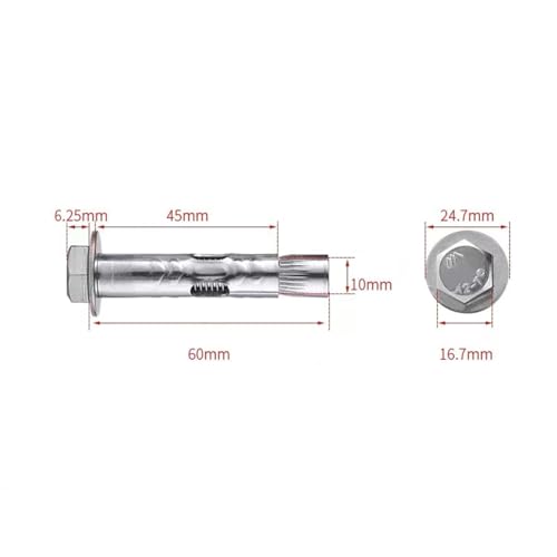 Image of 5Pcs M10*60mm Expansion Screw Bolts Stainless Steel Anchor Bolts for Wall
