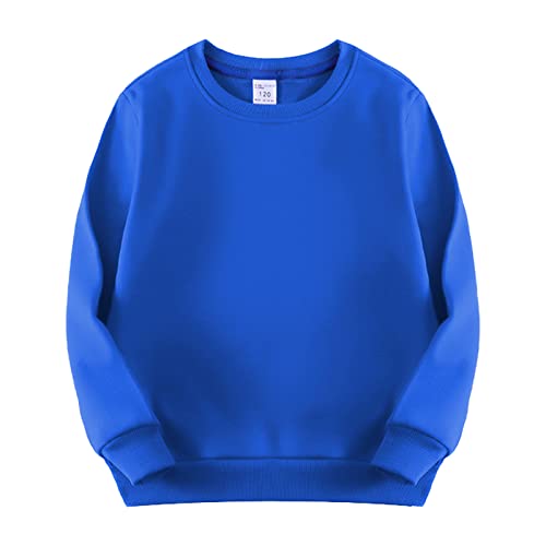 Kids Boy Girl Pullover Hoodie Pullover Sweatshirt T-Shirt Kids Toddler Crewneck Long Sleeve Tshirts (Blue, 6-7 Years)