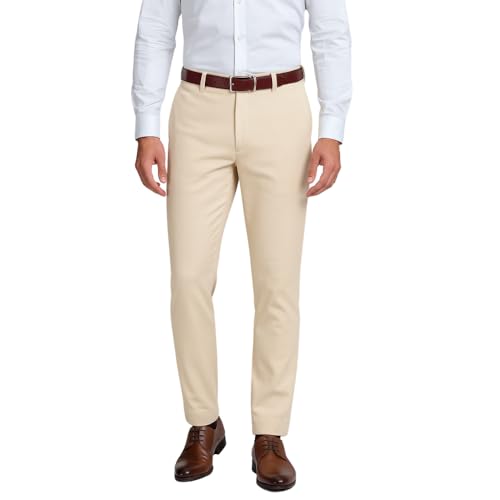 Men's Stretchable Formal Trousers | Regular Fit Mid Rise Office W...