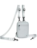 BALEAF Riñonera impermeable de 1.5 L para mujer, riñonera cruzada con correa ajustable en todas partes, riñonera para entrenamiento, correr, gris claro, Talla única
